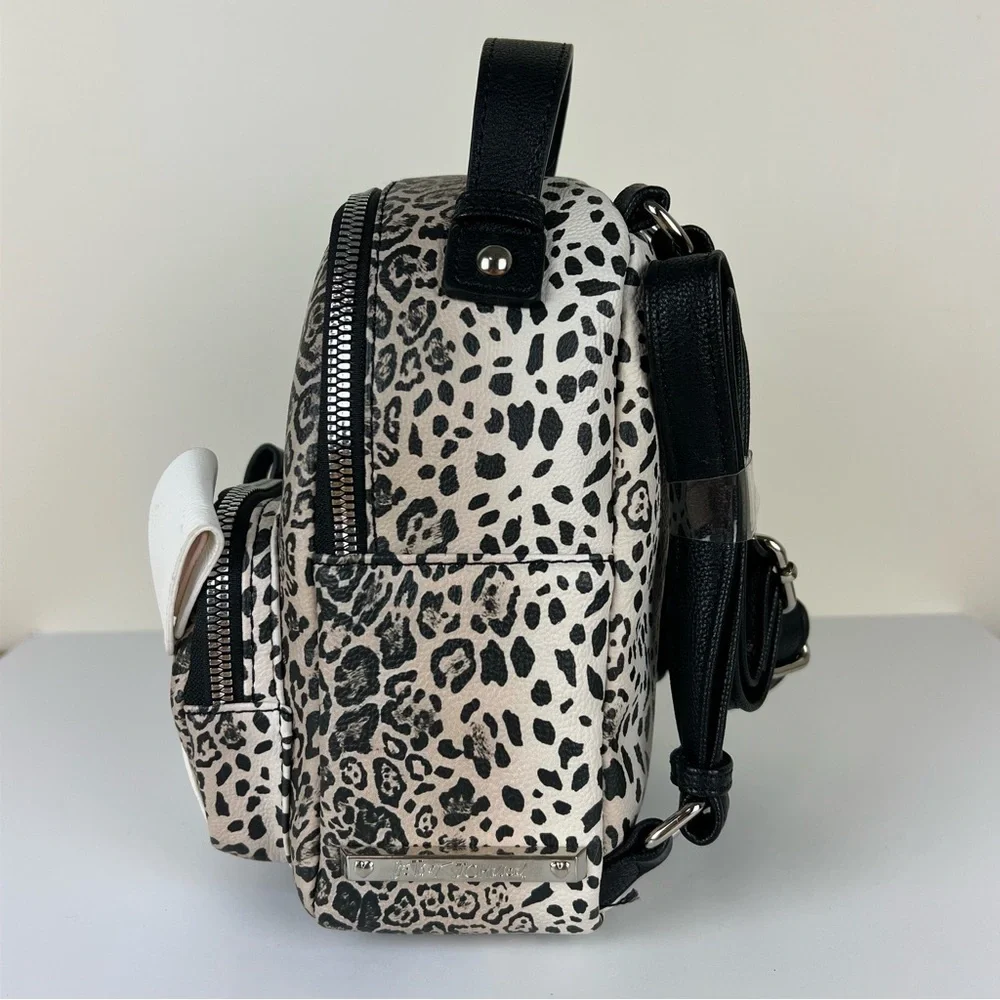 Betsey Johnson | French Bulldog Oatmeal Black & White Animal Print Mini Backpack